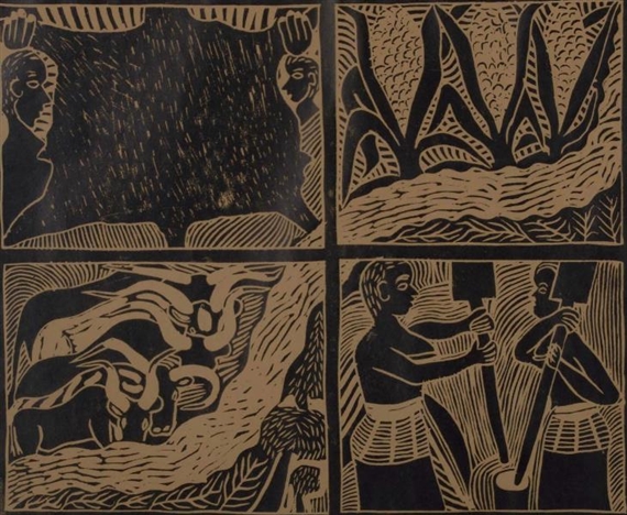 VALUE OF WATER by John Ndevasia Muafangejo, 1972