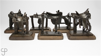 6 Works: Saddle from the Sweet Grass Hills, Old Association Saddle, Saddle with Cheyenne Roll, Double Rig Saddle, Woman's Saddle - Earl Wesley Bascom