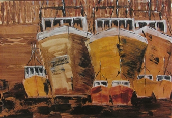 Fishing Boats in Scarborough Harbour - Elspeth Milnes