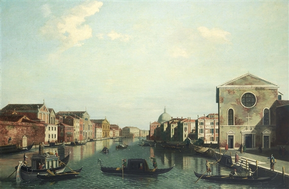 The Grand Canal, Venice, looking northeast from Santa Croce to San Geremia by Canaletto