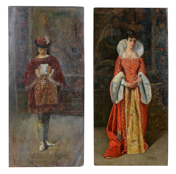 2 Works: A Portrait of a Lady, A Pageboy by José Gallegos y Arnosa, 1881