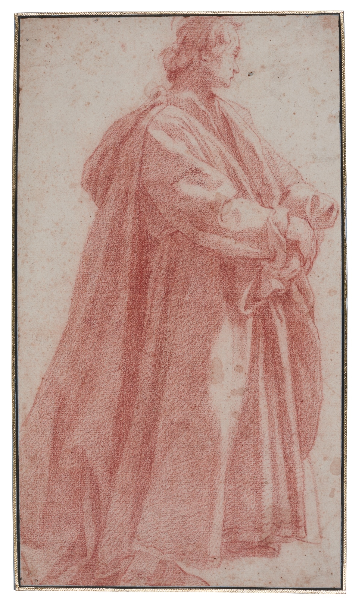 Artwork by Jacopo Chimenti, A MAN STANDING, TO RIGHT, Made of Red chalk