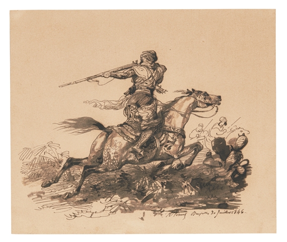 A CHARGING CAVALIER by Horace Vernet, 1846