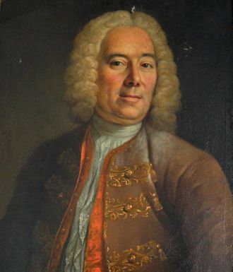 Portrait d'homme en habit brun à brandebourg dorés by Michel Hubert Descours