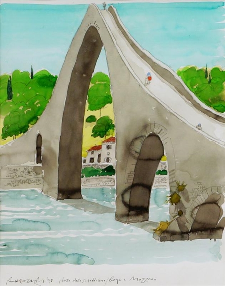 Ponte Della Maddalena Borgo a Mozzano, Italy by Paul Hogarth, 1998