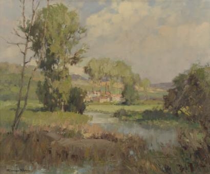 Village au bord de la Sèvre Nantaise by Georges Charles Robin