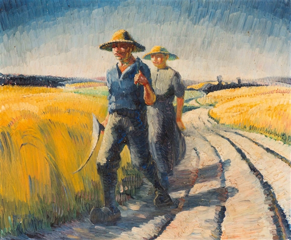 Maarten Meuldijk | Farmer and his wife in a wheatfield | MutualArt