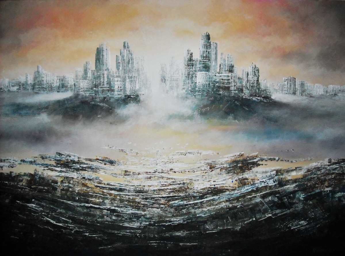 Artwork by Andrzej Fronczak, Ave lux et caligo, Made of Mixed media on canvas