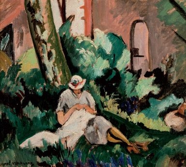 Liseuse dans le jardin by Andre Verdilhan