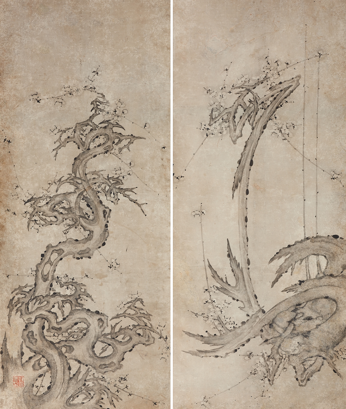 Artwork by Park Dongbo, Plum blossom, Made of ink on paper