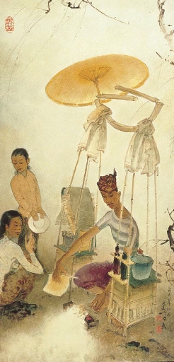 Satay Seller by Lee Man Fong, 1958