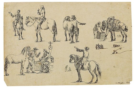 Pferde- und Reiterstudien by German School, 18th Century, 18th Century