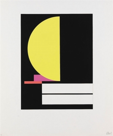 3 Bll.: Helle Scheibe und rotes Kreuz. Weisses Kreuz - silberner Grund (Komposition mit weissem Kreuz). Figuration mit gelber Halbscheibe. by Walter Dexel, 1969