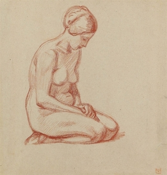 Knieender weiblicher Akt by Ludwig von Hofmann, 1910