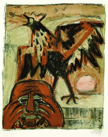 Petrus und der Hahn by Otto Dix, 1958
