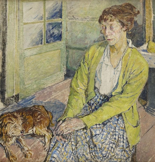 Kobieta z psem (Portret Edith Sealy?) by Maria-Mela Muter, 1917