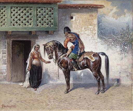 A Caucasian horseman returns by Ivan Pranishnikoff