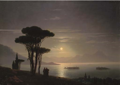 View of Lake Maggiore and Isola Bella by moonlight by Ivan Aivazovsky, 1849