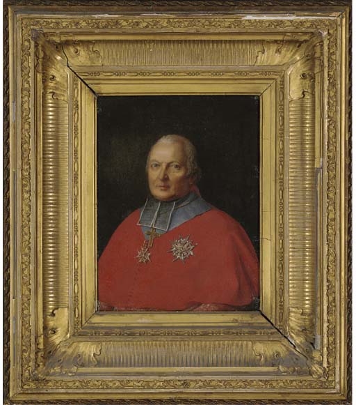 Portrait of a cardinal, quarter-length, in religious dress by Jean-Auguste-Dominique Ingres