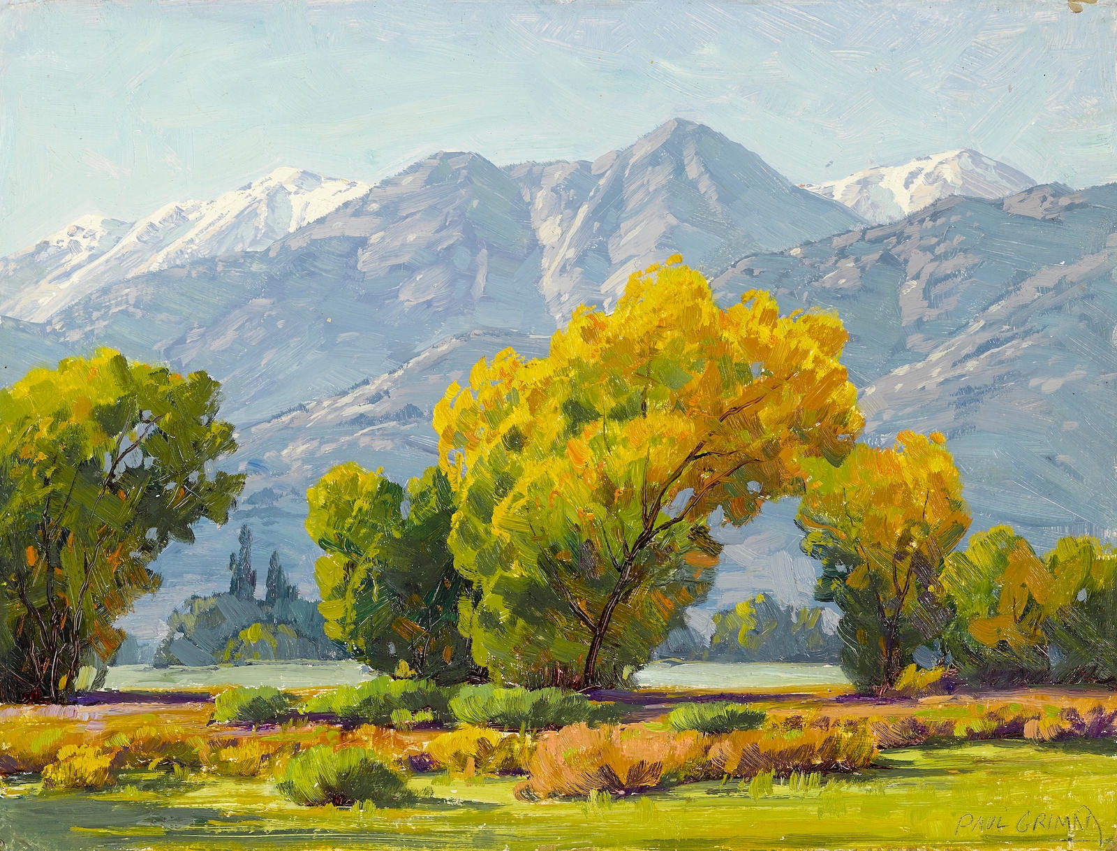 Artwork by Paul Grimm, Scenic Foothills; Golden Hues (A group of two), Made of oil on board