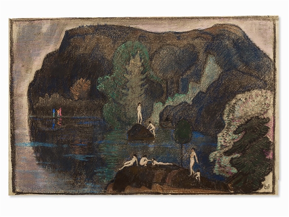 Bathers at the Lake by Ludwig von Hofmann, circa 1910-1920
