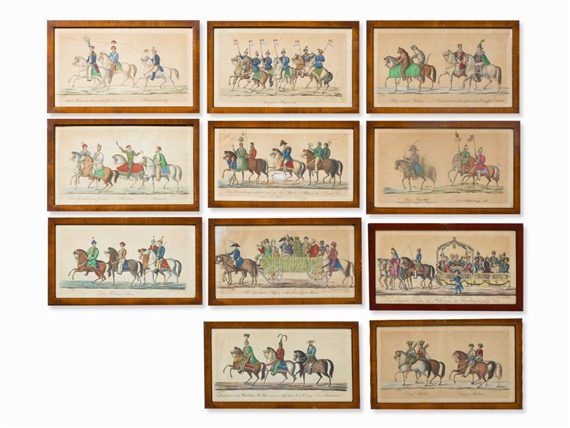 11 Works: Die große öffentliche Maskerade zu Pferde und zu Wagen in Bamberg am Fastnachts Montage by Johann Baptist Lachmüller, 1837