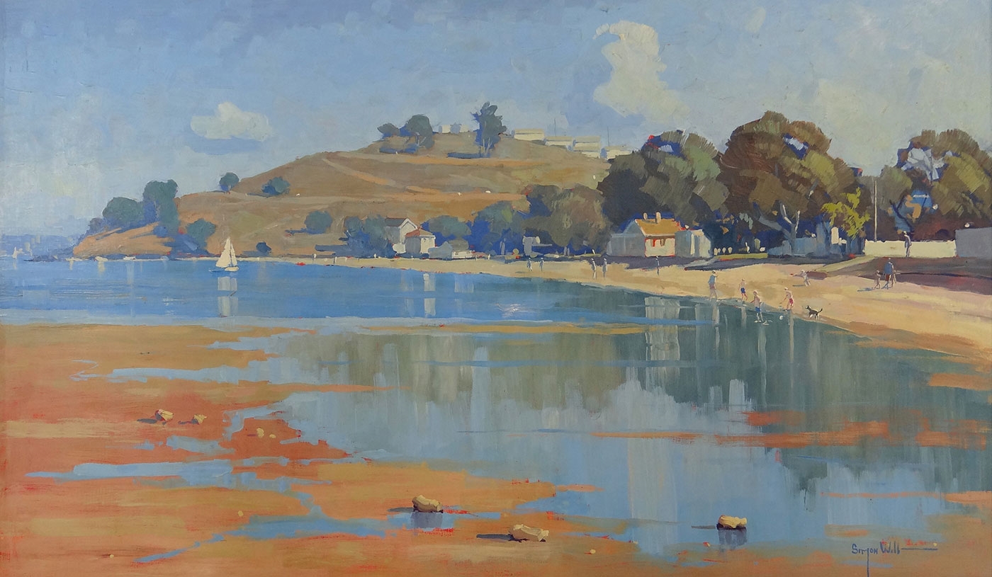 Artwork by Simon Williams, Cheltenham Beach, Auckland, Made of Oil on board