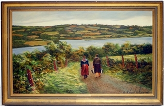 WOMAN WALKING IN GALWAY - Edmund Sullivan