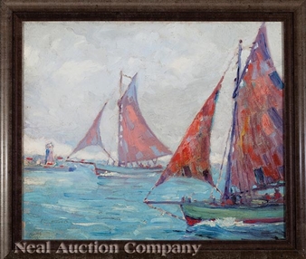 Sailboats off the Coast - Morris Henry Hobbs