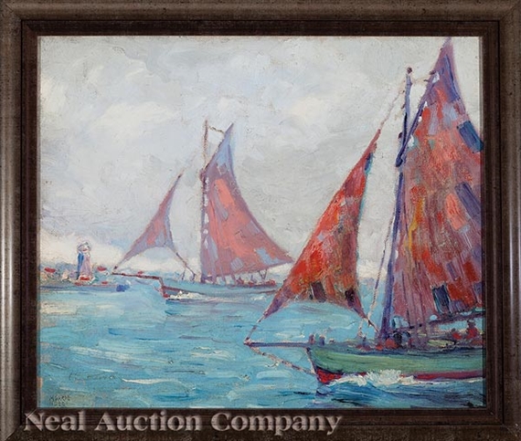 Sailboats off the Coast by Morris Henry Hobbs
