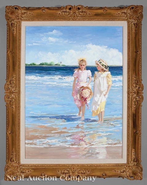 Artwork by Sally Swatland, Summer by the Sea, Made of oil on canvas