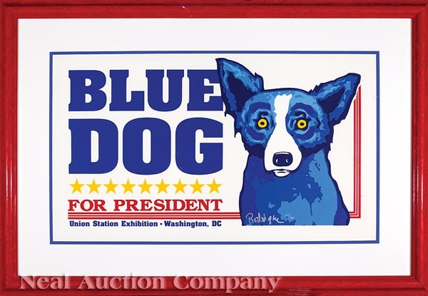 Artwork by George Rodrigue, Union Station (Blue Dog for President), Made of silkscreen