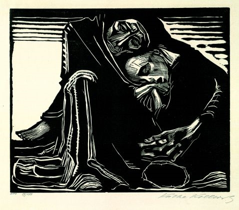 Tod mit Frau im Schoß by Käthe Kollwitz, 1920