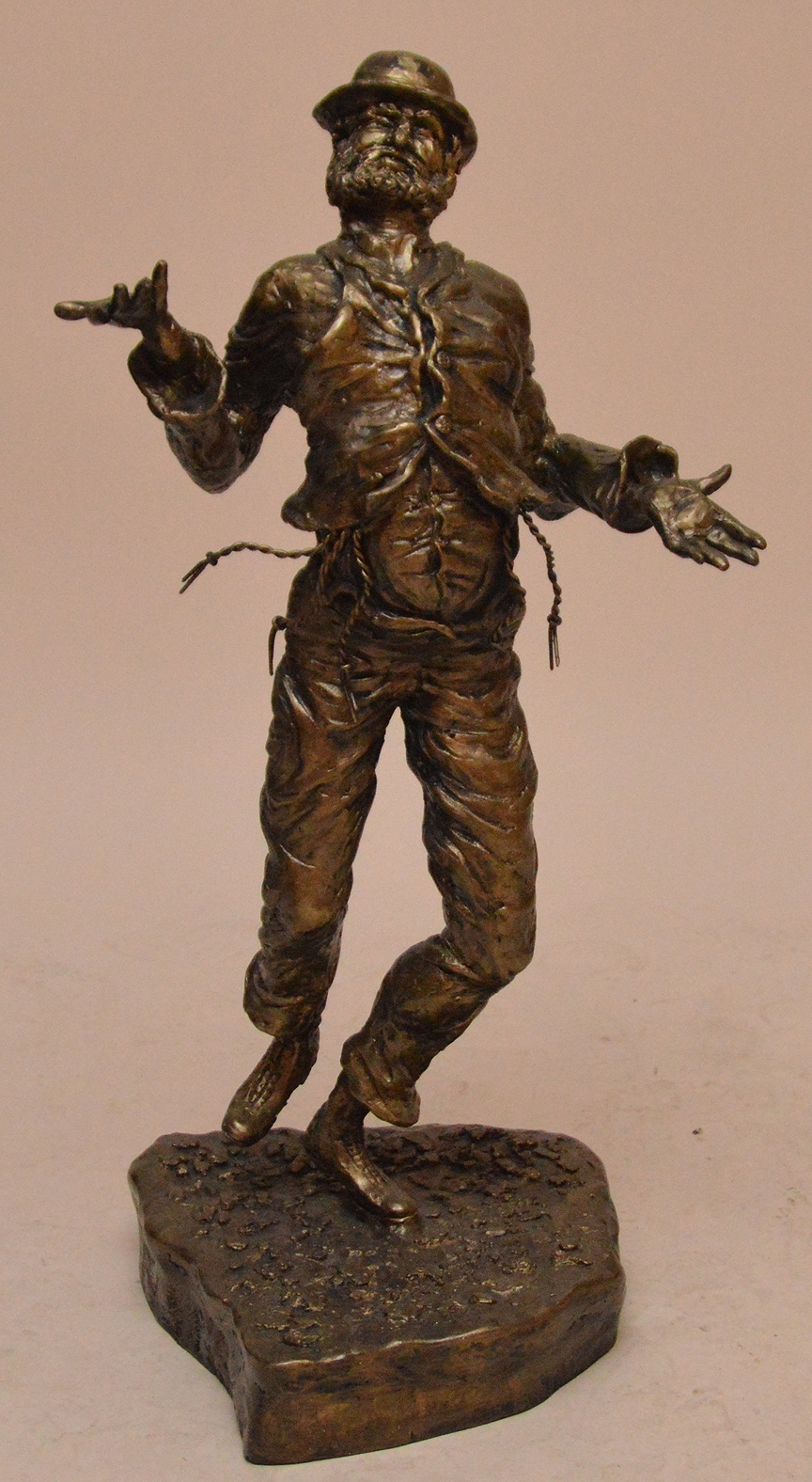 Artwork by Sergey Kazaryan, Bronze Sculpture Of A Man Dancing with a top hat on, Made of Bronze