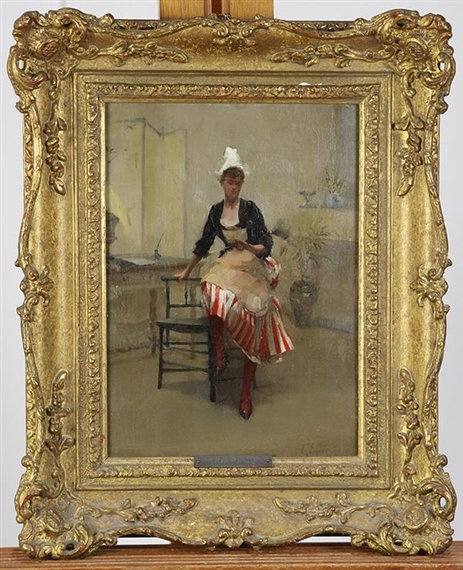 Seated Woman with Striped Dress - Kate S. Earle