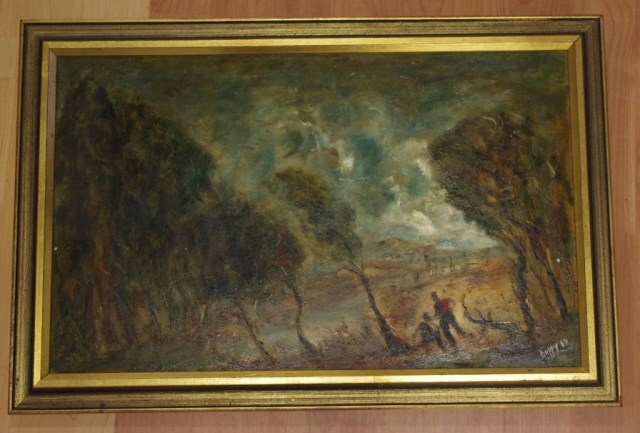 Artwork by Charles Edward Hopgood, Outback Scene, Made of oil on board