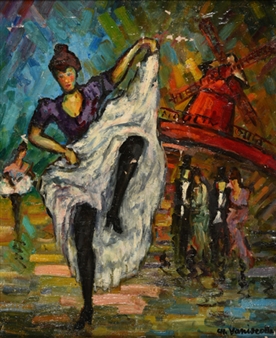 French Cancan devant le Moulin Rouge - Charles Vaniscotte