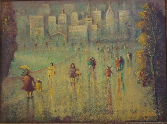 Artwork by Charles Edward Hopgood, Thru The Park, Made of oil on board