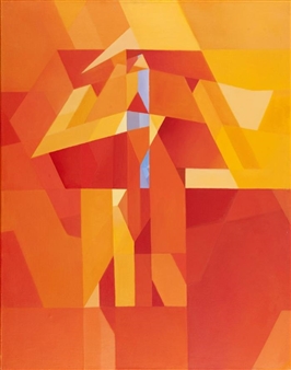 Żuraw na tle Zachodzącego Słońca - Zbigniew Porebski