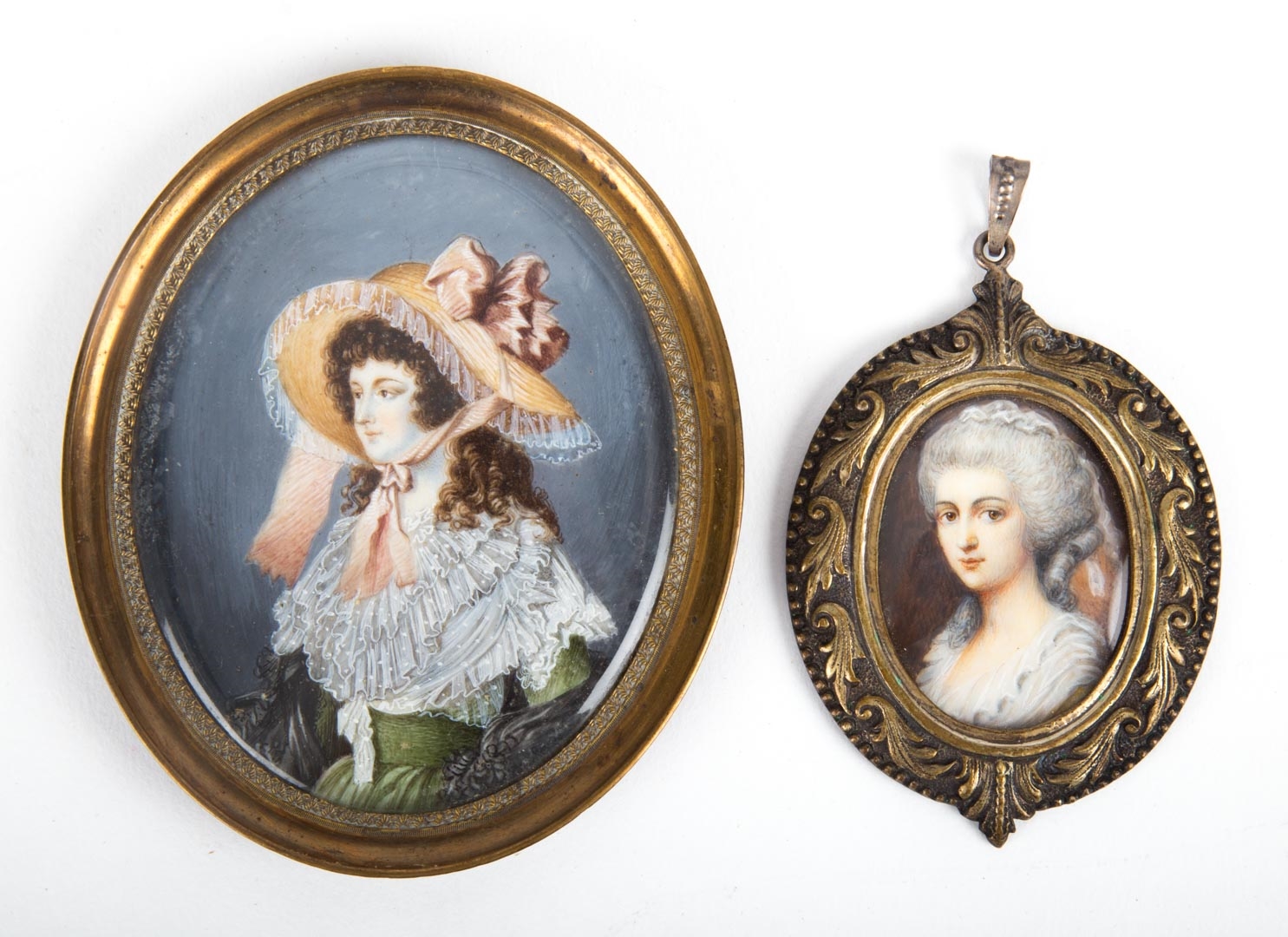 2 works, Portrait of beauty in bonnet and lace shawl and portrait of young beauty by British School, 19th Century