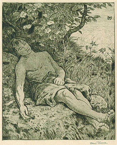 Two works: Schlafender Hirte; Lauterbrunnertal by Hans Thoma, 1897-1917
