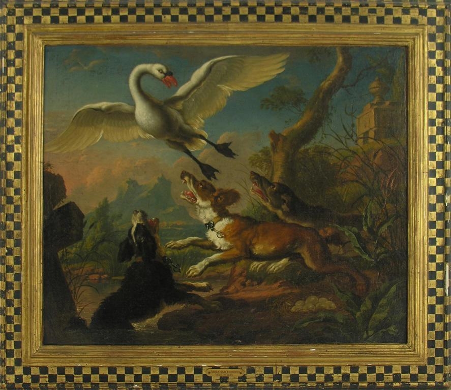 Two Works: Hounds Putting up a Nesting Swan and Hounds Capturing a Nesting Goose by Abraham Hondius