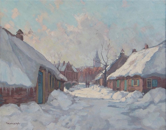 A Village Scene in the Snow by Willem Frederik Noordijk