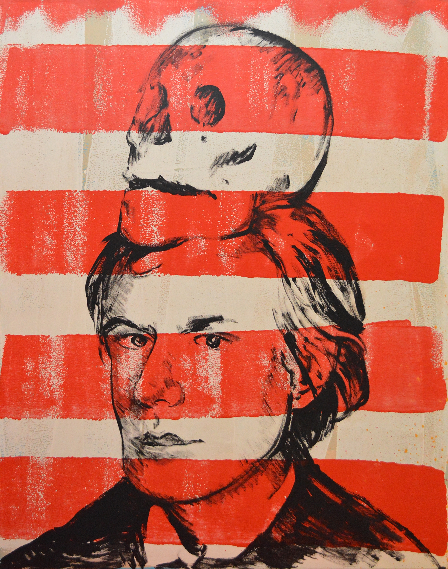 Artwork by David Bromley, Untitled (Andy Warhol with Skull), Made of Acryli...