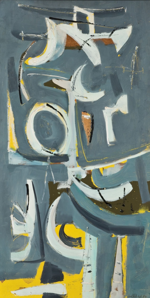 Artwork by Emerson S. Woelffer, Untitled, Made of Oil and collage on Masonite