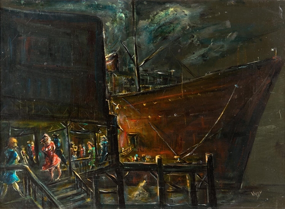 Dockside Scene, Sydney by Charles Edward Hopgood, 1967