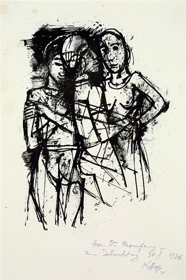 2 Bll.: Das Nest. Unterhaltung (I) by Karl Hofer, 1921