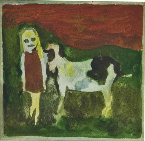 Artwork by John Rigby, A Girl and her Goat, Made of Watercolour on paper