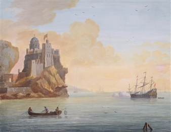 A harbour scene - Johann Conrad Kleemann