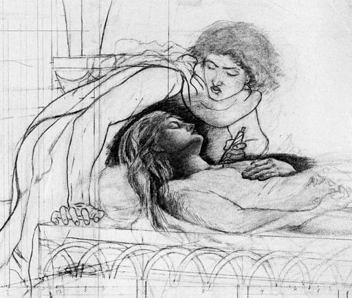 Study for Romeo and Juliet in the vault - Lucy Madox Brown